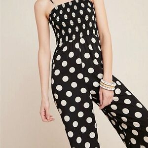 Anthropologie Polka Dot Jumpsuit in Black and White